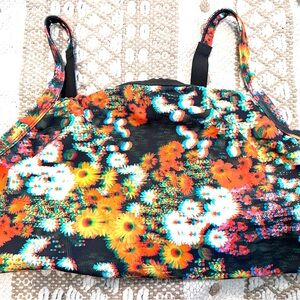 Offline by Aerie Sport Bra Blurry Digital Glitch Flora